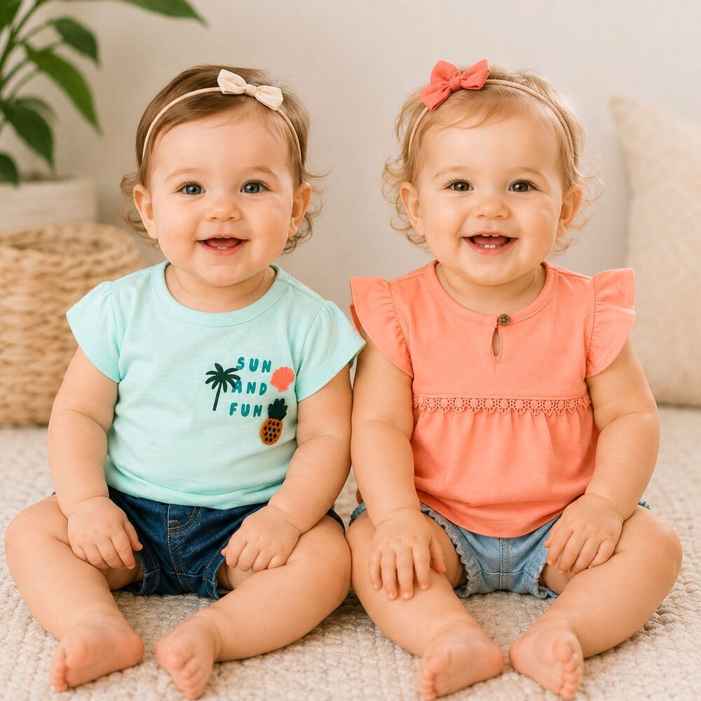 Carter's OshKosh Baby Girl 12M Top Lot NWT Pineapple Flutter Eyelet Beach Boho